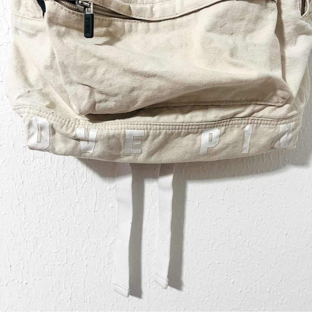 Victoria's Secret “LOVE PINK” Bottom Logo Beige/White Full Size Backpack Canvas - Picture 3 of 8